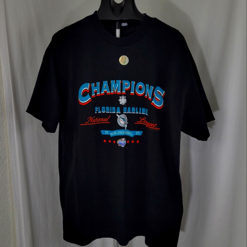NWOT CSA Champions Florida Marlins National League 2003 Black Men's SZ XL